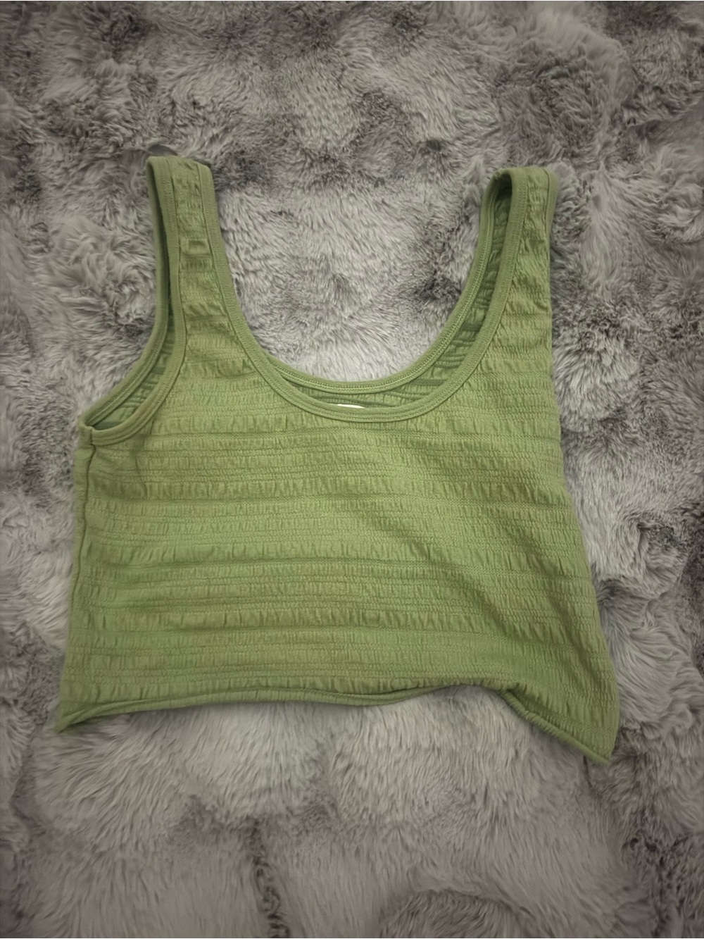 American Eagle Outfitters Light Green Ribbed Scoop Crop Tank